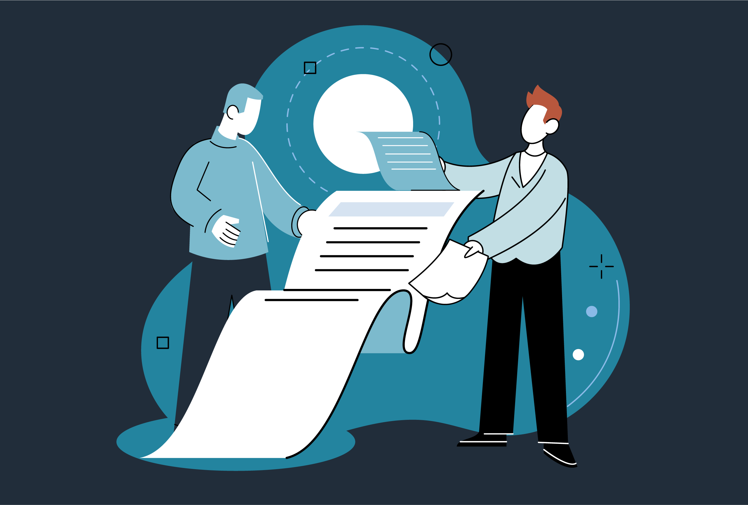 Dwie osoby przyglądające się zapisom prawnym