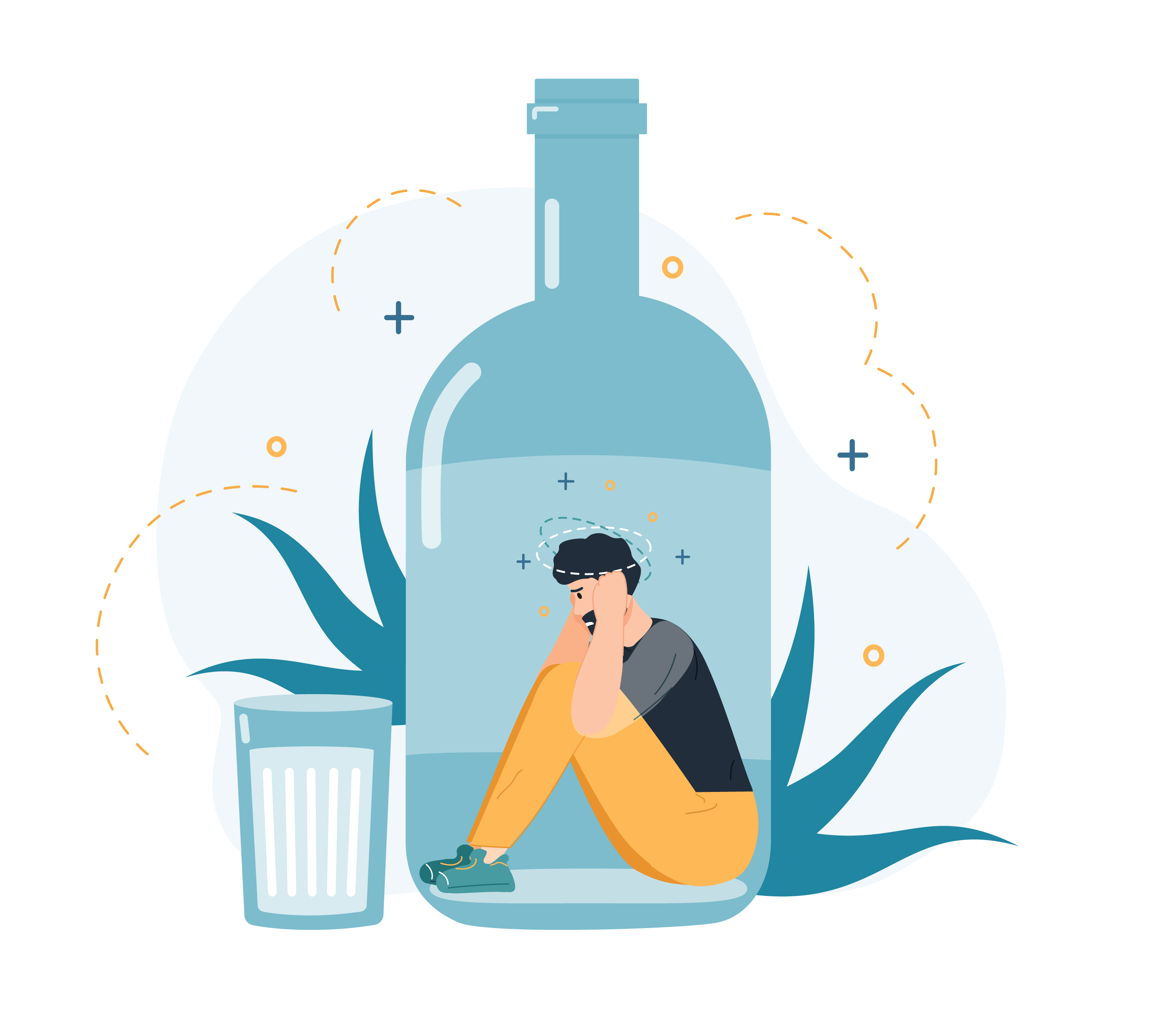 Mężczyzna uwięziony w butelce alkoholu