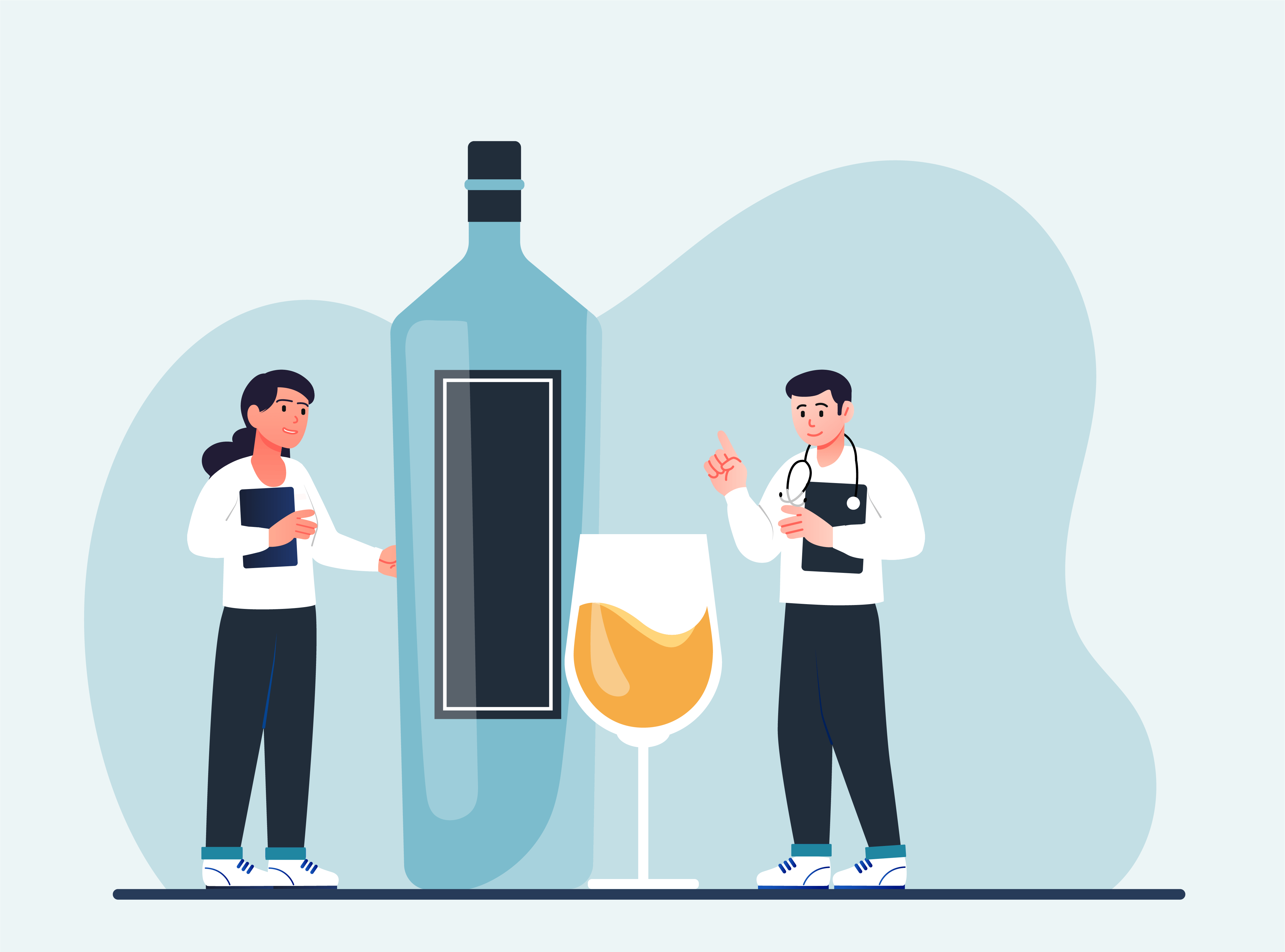 Butelka alkoholu analizowana przez lekarzy