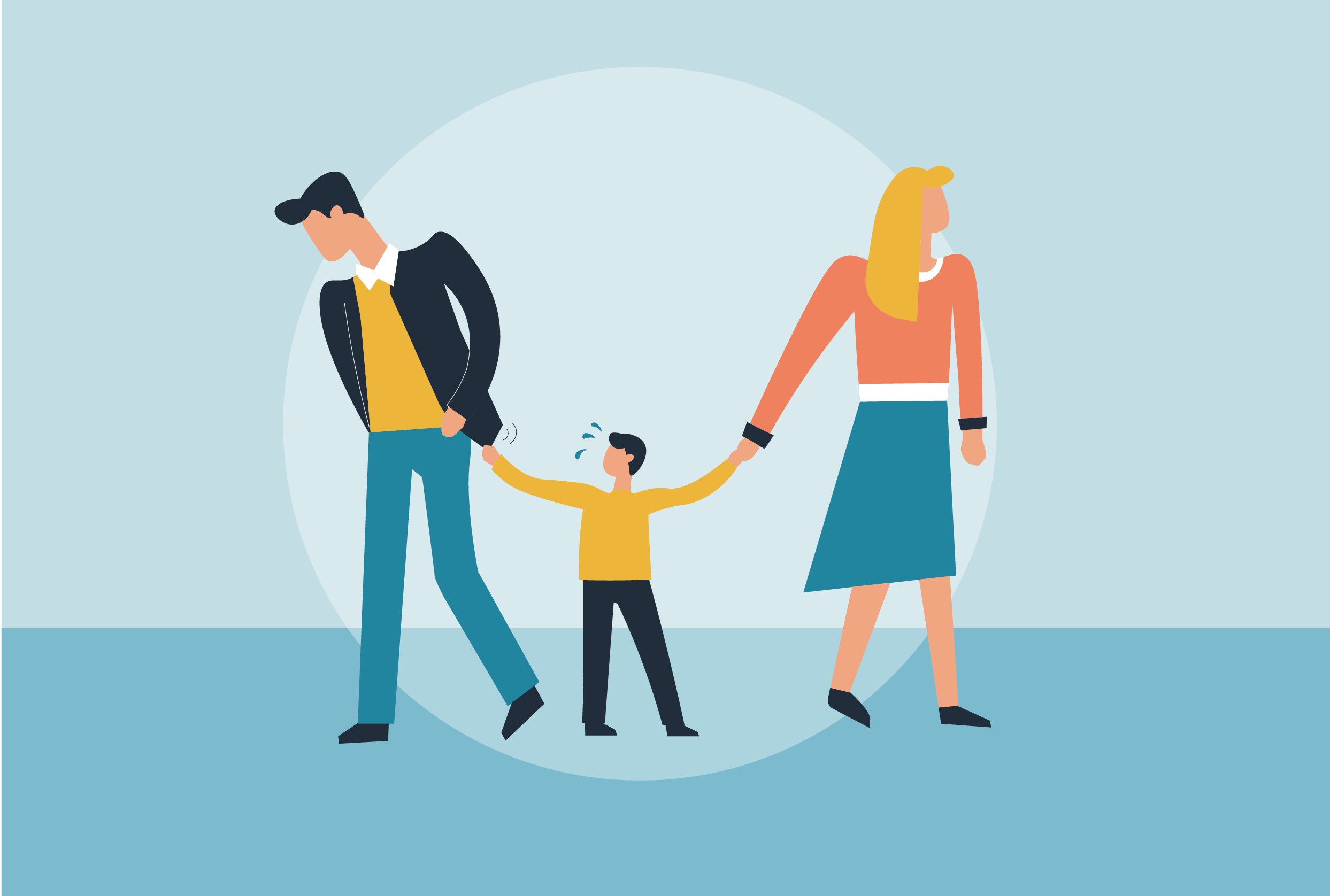 Dziecko stojące pomiędzy rodzicami