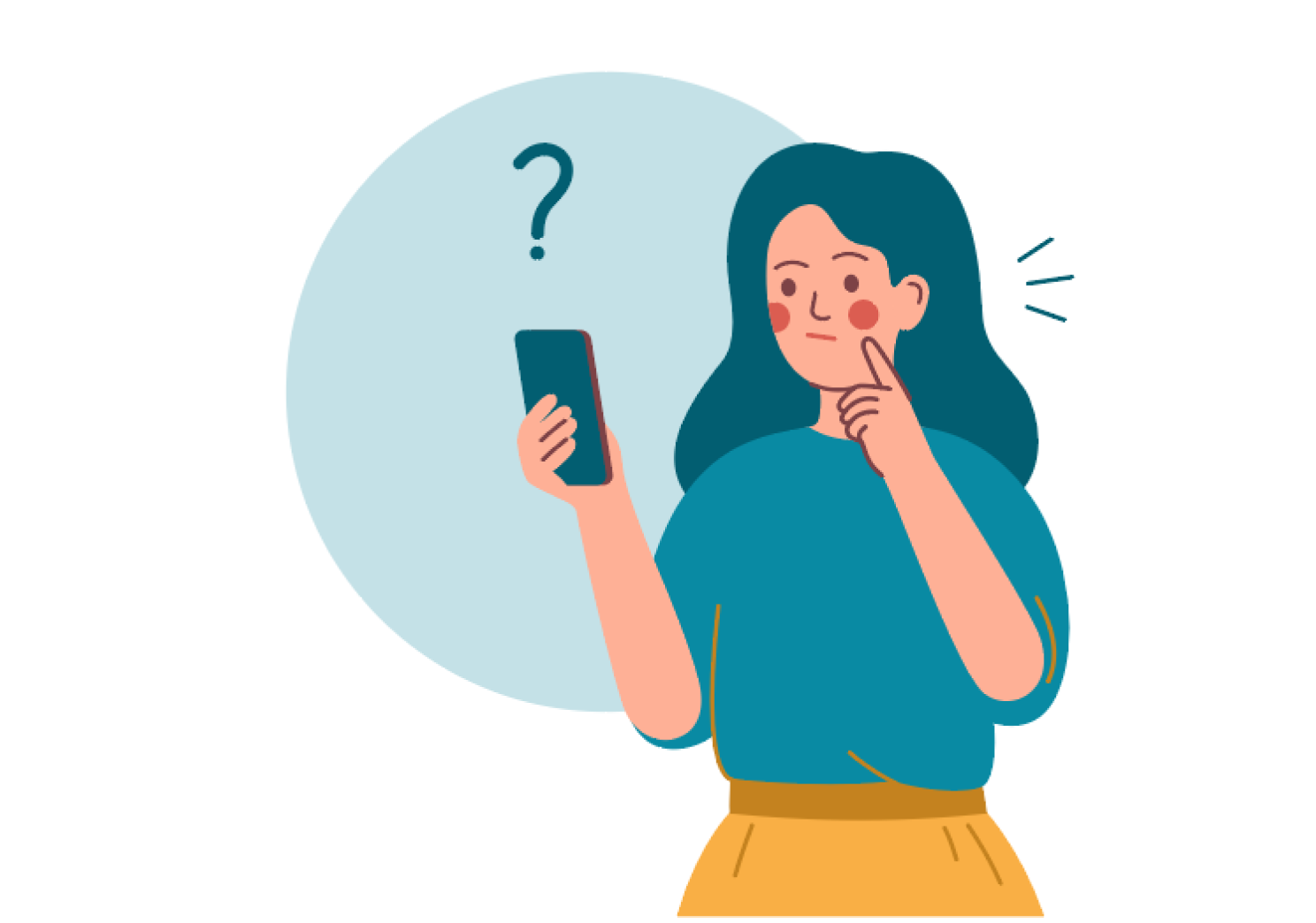 Dziewczyna trzyma w ręku telefon i zastanawia się, czy zadzwonić