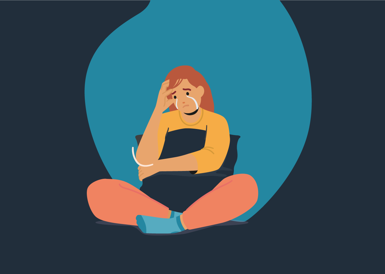 Smutna kobieta Kobieta borykająca się z niepożądanymi myślami