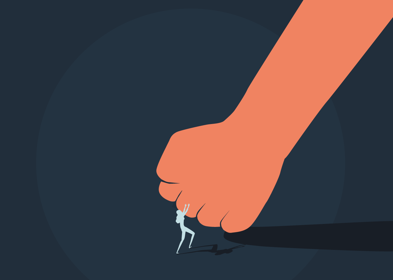 Niewielka postać przeciwstawiająca się przemocy