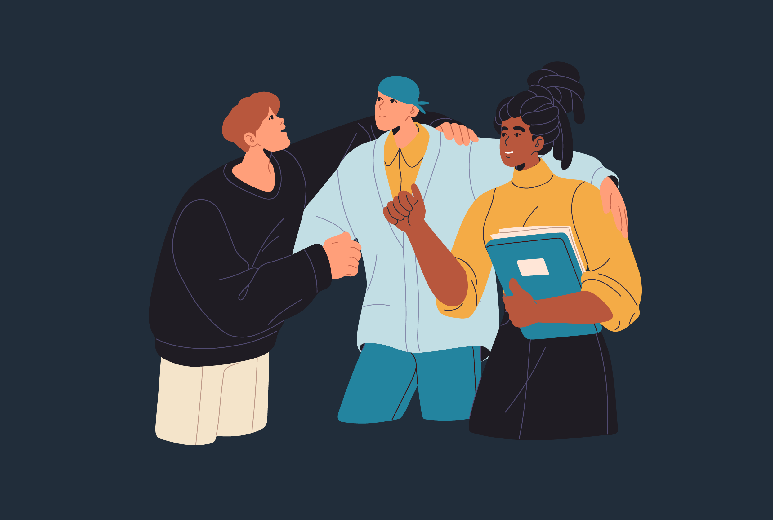 Mężczyzna otrzymujący wsparcie od swoich znajomych